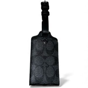 Coach Signature Canvas Leather Luggage Tag Gunmetal /Charcoal, Travel Accessory
